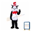 Polite Black & White Cat With Red Tie And Hat Mascot Costume