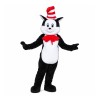 Polite Black & White Cat With Red Tie And Hat Mascot Costume