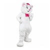 Cartoon White Cat With Pink Tie Mascot Costume