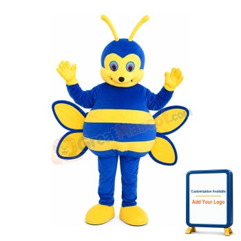 Polite Blue Bee Mascot Costume For Masquerade