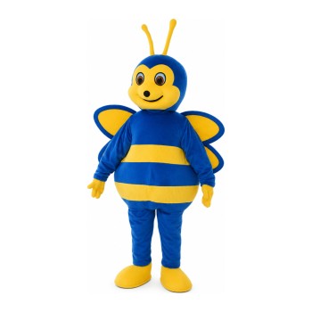 Polite Blue Bee Mascot Costume For Masquerade