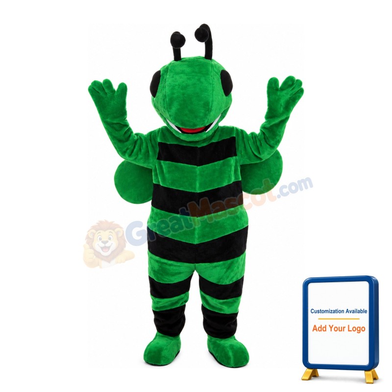 Strong Cartoon Green Bee Mascot Costume