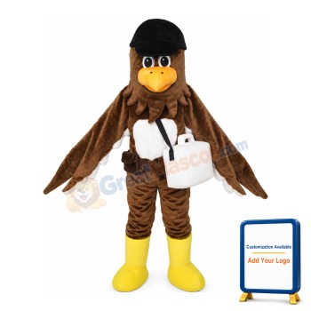 Plush Brown Bird With Shoes And Bag Mascot Costume