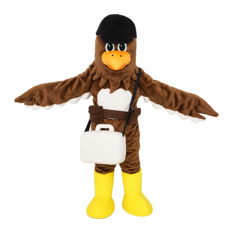 Plush Brown Bird With Shoes And Bag Mascot Costume