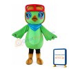 Cartoon Green Bird With Berets Mascot Costume