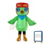 Cartoon Green Bird With Berets Mascot Costume