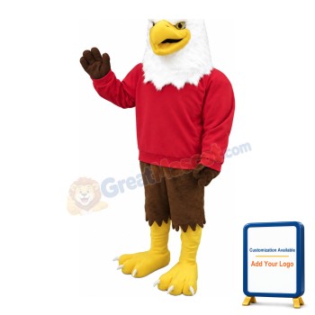 Adult Eagle With Red Shirt Mascot Costume