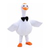 Cute White Goose With Tie Mascot Costume