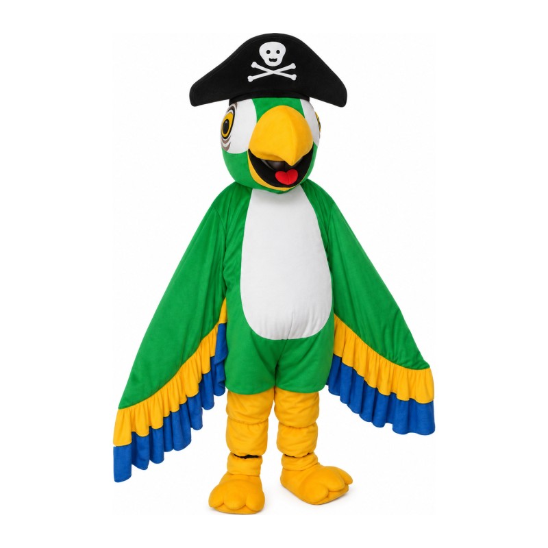 Red & White Bird With Skull Cap Mascot Costume