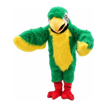 Long Fur Green & Yellow Bird Mascot Costume
