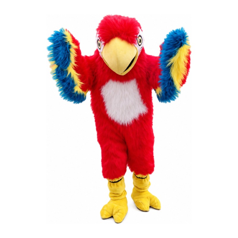 Long Fur Red Bird Mascot Costume