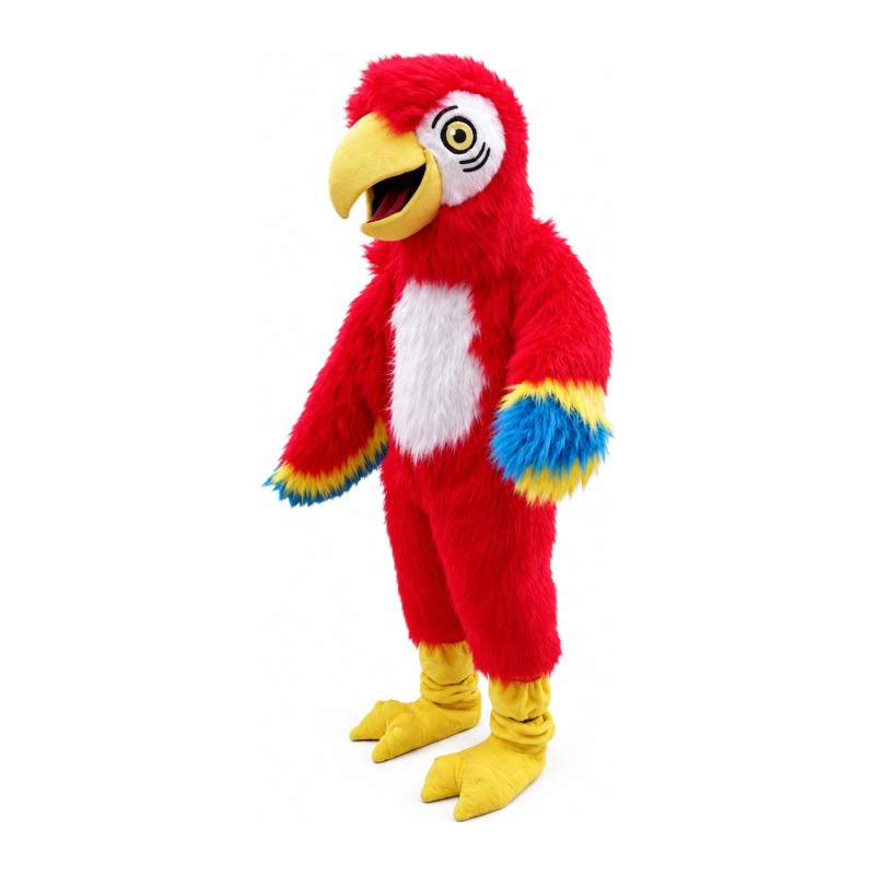 Long Fur Red Bird Mascot Costume