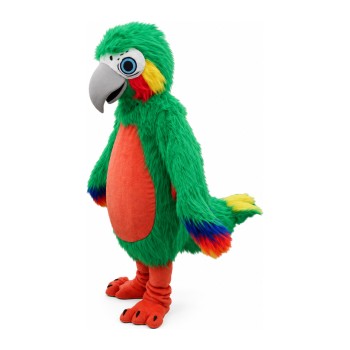 Long Fur Green & Orange Bird Mascot Costume