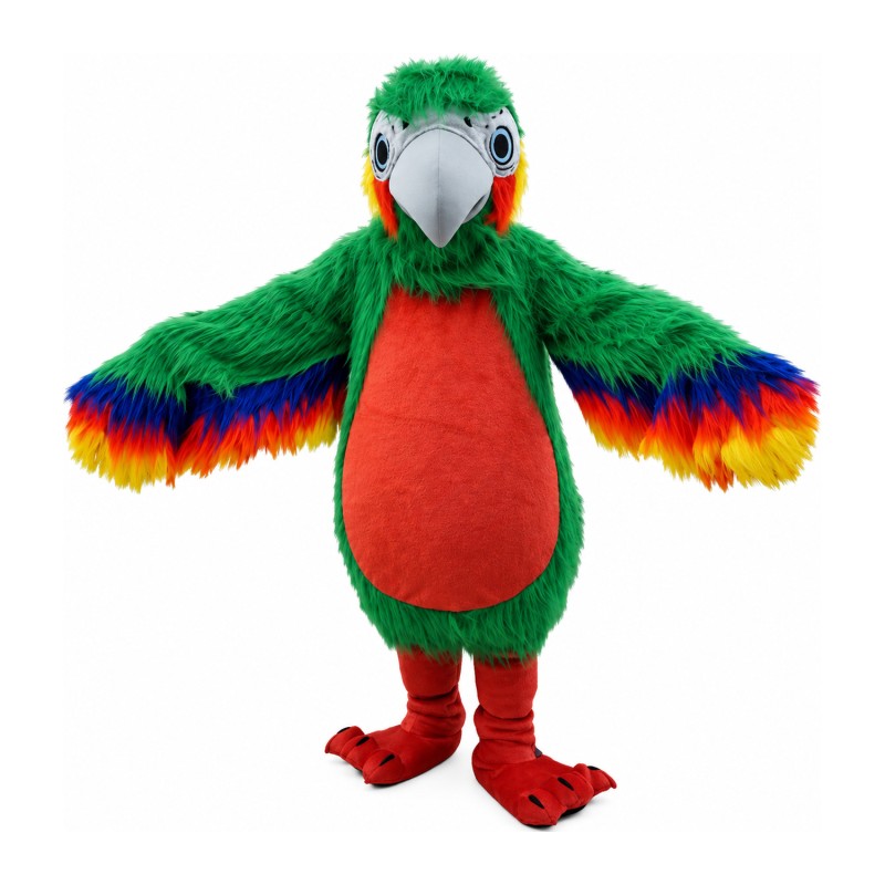 Long Fur Green & Orange Bird Mascot Costume