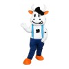 New Style Naughty Cow With Overalls Mascot Costume