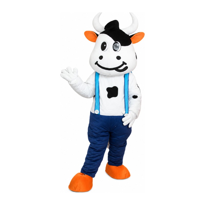 New Style Naughty Cow With Overalls Mascot Costume