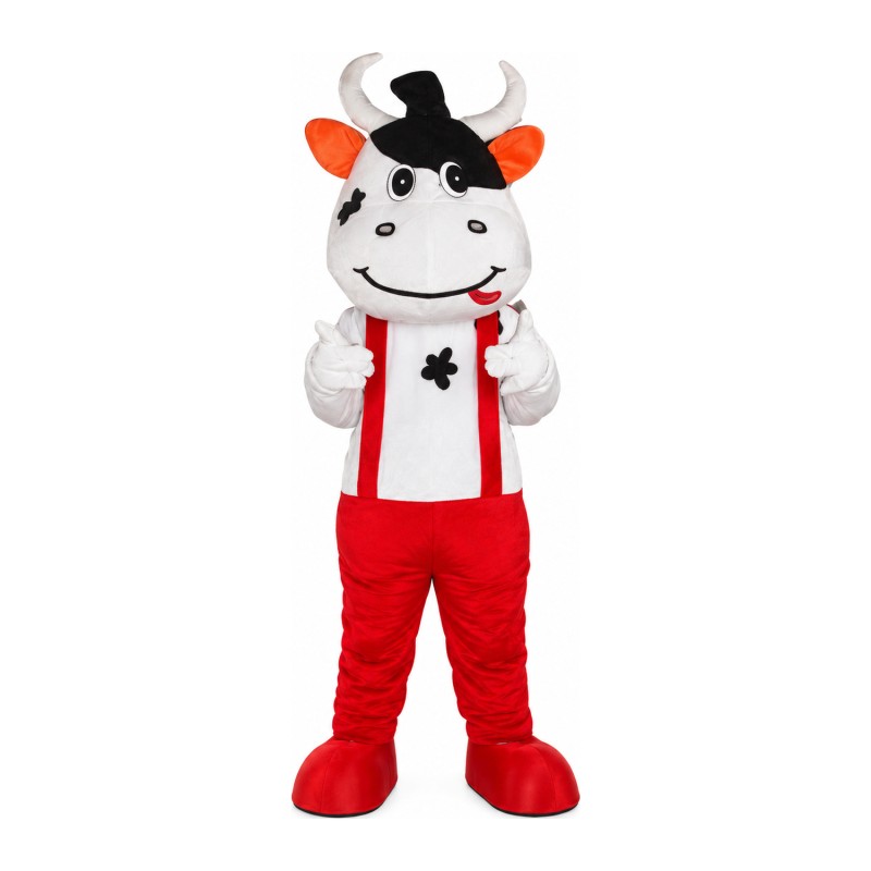 New Style Naughty Cow With Overalls Mascot Costume