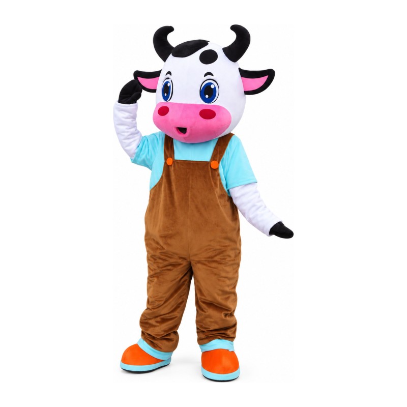 Cartoon Cow Brothers With Rompers Mascot Costume