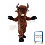 Fancy Long Fur Brown Bull Mascot Costume