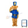 Polite Soldier Bear With Blue Uniform Mascot Costume