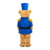 Polite Soldier Bear With Blue Uniform Mascot Costume