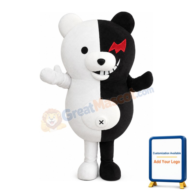 New Style Black & White Evil Bear Mascot Costume