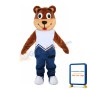 Funny Cartoon Brown Bear With Sports Suit Mascot Costume