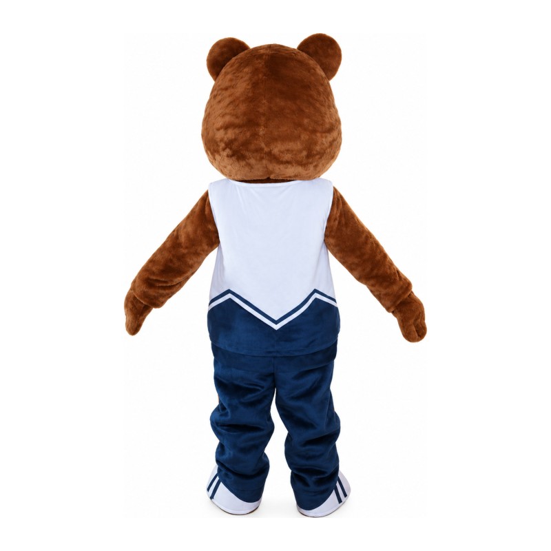 Funny Cartoon Brown Bear With Sports Suit Mascot Costume