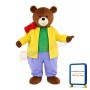 Casual Brown Bear With Colorful Suit Mascot Costume