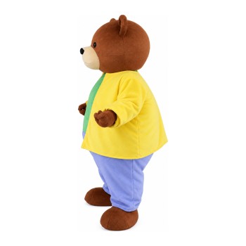 Casual Brown Bear With Colorful Suit Mascot Costume