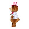 Happy Magician Bear With Striped Top And Hat Mascot Costume