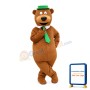 New Fancy Bear With Green Tie And Hat Mascot Costume