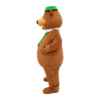New Fancy Bear With Green Tie And Hat Mascot Costume