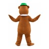 New Fancy Bear With Green Tie And Hat Mascot Costume