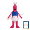 Cute Cartoon Pink Kangaroo With Blue Top Mascot Costume