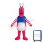 Cute Cartoon Pink Kangaroo With Blue Top Mascot Costume