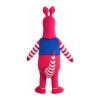 Cute Cartoon Pink Kangaroo With Blue Top Mascot Costume