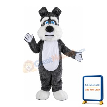 Adult Grey & White Dog Mascot Costume