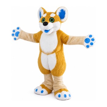 Plush Long Fur Brown & White Dog Mascot Costume