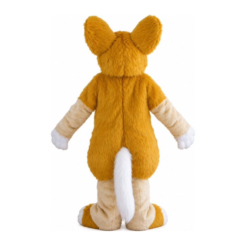 Plush Long Fur Brown & White Dog Mascot Costume