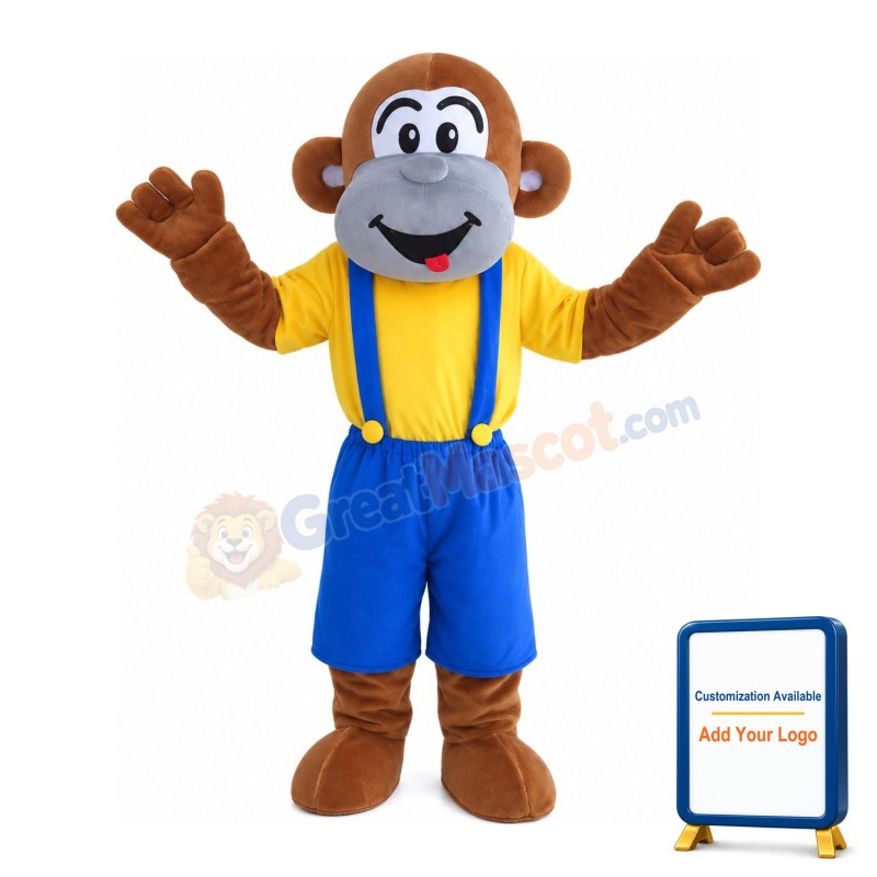 Unisex Naughty Monkey With Blue Rompers Mascot Costume