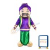 Friendly Arab Man With Purple Top Mascot Costume