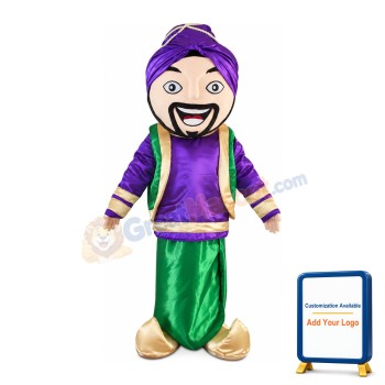 Friendly Arab Man With Purple Top Mascot Costume