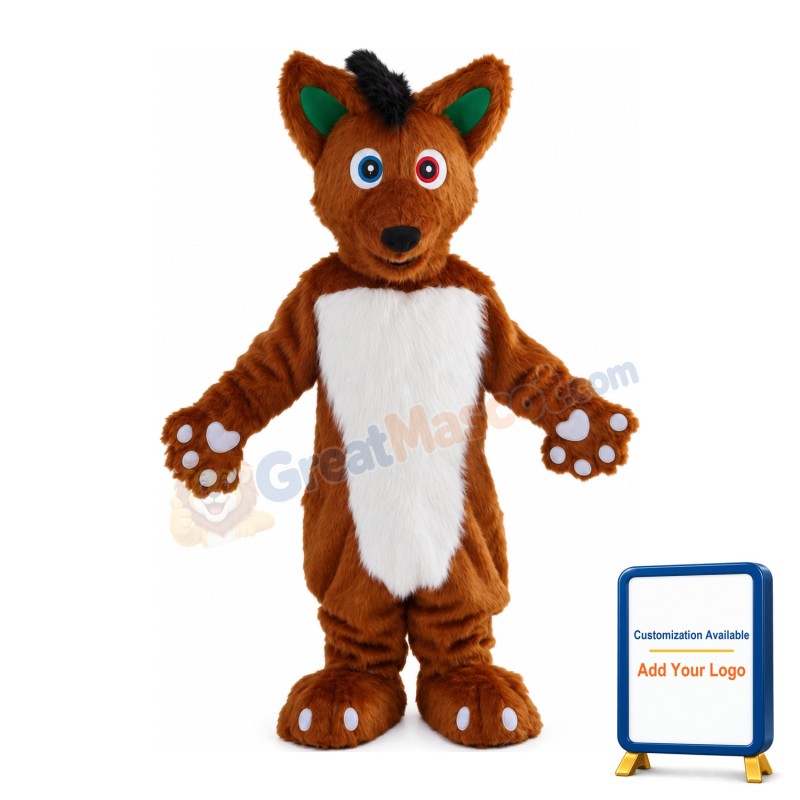 Dark Red Fox Mascot Costume For Adult
