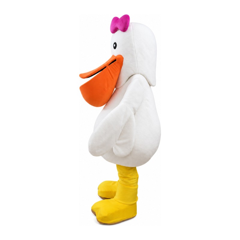 Egret With Pink Bow Mascot Costume