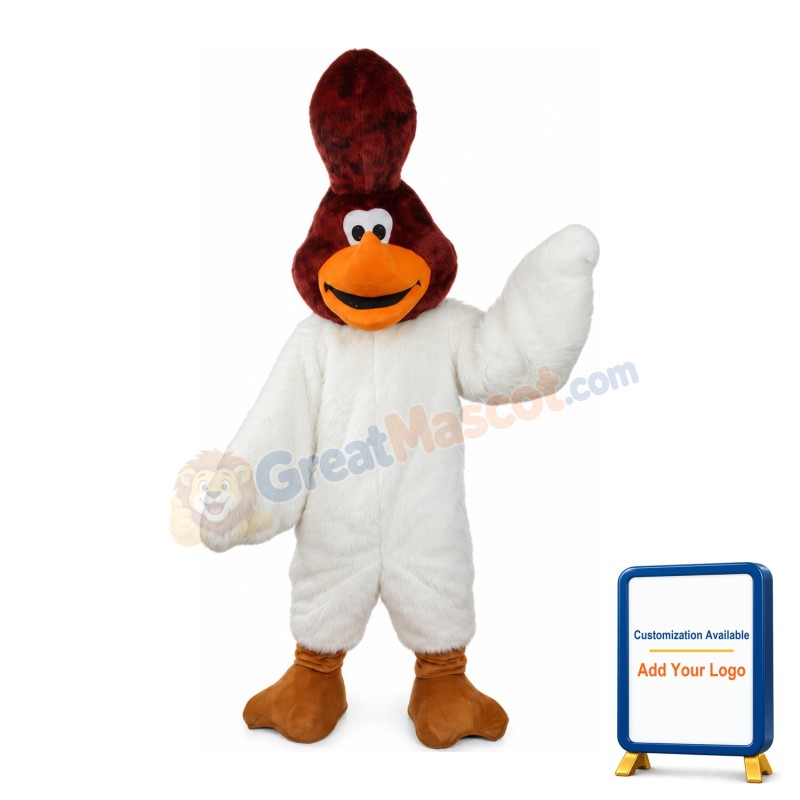Plush Long Fur Brown & White Bird Mascot Costume
