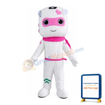 Funny Cartoon White Female Robot Mascot Costume