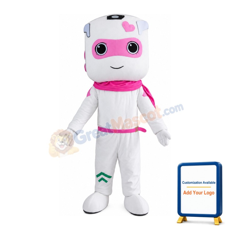 Funny Cartoon White Female Robot Mascot Costume