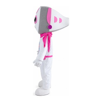 Funny Cartoon White Female Robot Mascot Costume