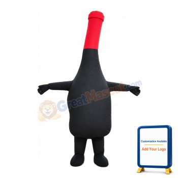 Cartoon Black & Red Inflatable Bottle Mascot Costume